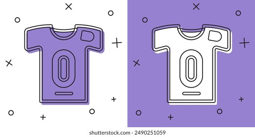 Set Football jersey and t-shirt icon isolated on white and purple background.  Vector