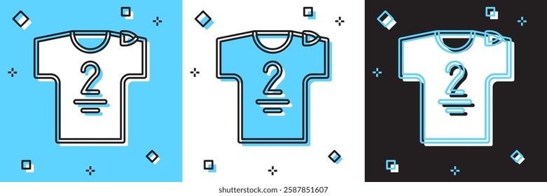 Set Football jersey and t-shirt icon isolated on blue and white, black background.  Vector