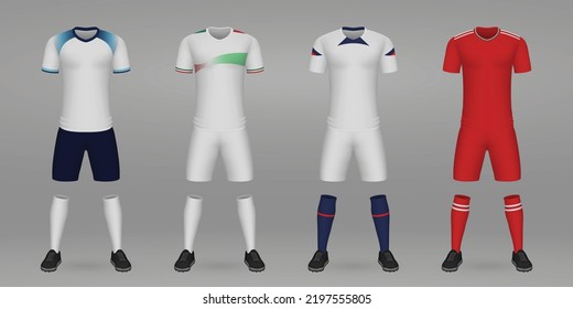 Set von Fußballkästen, Shirt-Vorlage für Fußball Jersey.