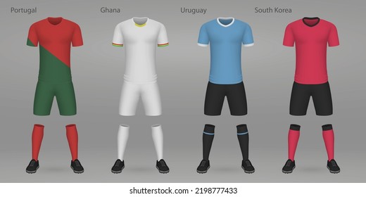 Set von Fußballkästen, Shirt-Vorlage für Fußball Jersey.