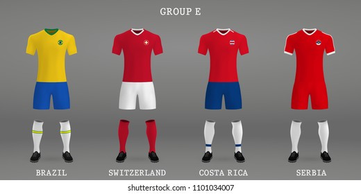 Set of football kit, shirt template for soccer jersey. Vector illustration