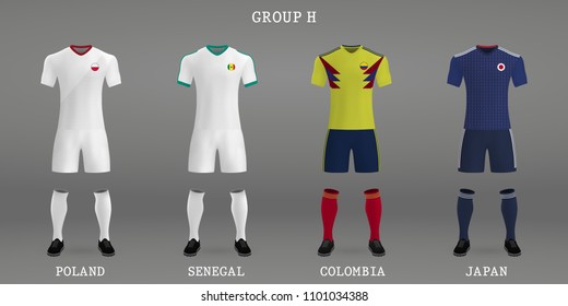 Set of football kit, shirt template for soccer jersey. Vector illustration