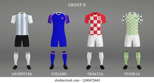 Set of football kits, shirt template for soccer jersey. Vector illustration