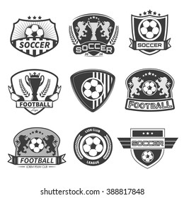 Set of football labels for teams, tournaments and design.