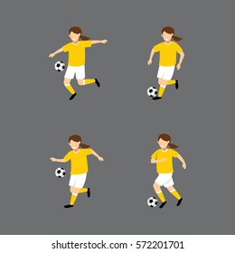Set of Football Player Character Design Vector.