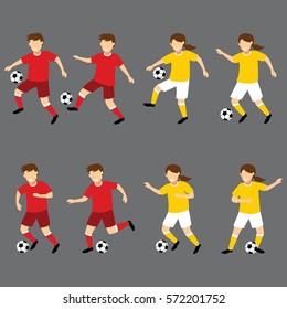 Set of Football Player Character Design Vector.