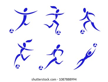Set of football player in minimalist style. 
Sport icon vector isolated on white background.