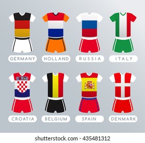 Set of Football Player T-shirt : Vector Illustration