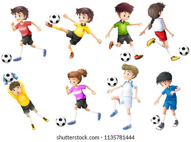 A set of football players illustration