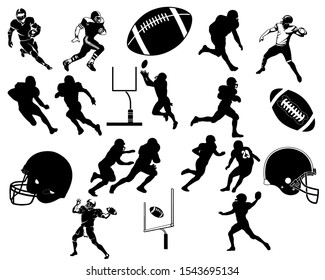 Set of Football Players Silhouette Vector Design