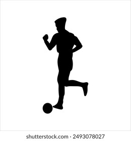 A set of football players, silhouettes of soccer players isolated on a white background