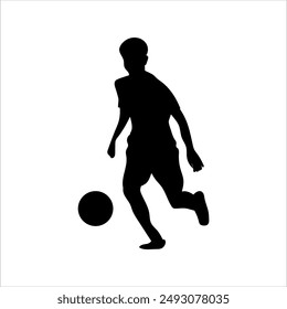 A set of football players, silhouettes of soccer players isolated on a white background