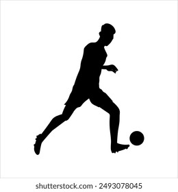 A set of football players, silhouettes of soccer players isolated on a white background