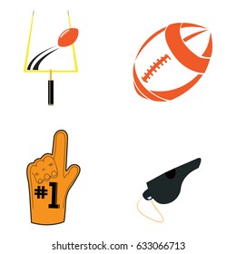 Set of football related objects, Vector illustration