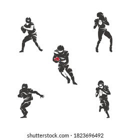 set of football silhouettes logo design template