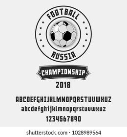 Set of football (soccer) - badge, logo and font. Vector illustration.