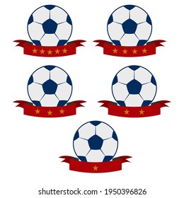 set of football or soccer ball with ribbon and stars or points good for compettition