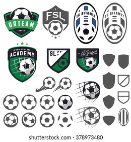 Set of football, soccer emblem design elements