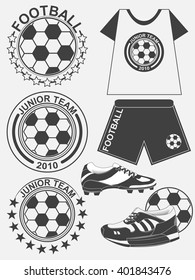 Set of football, soccer emblem design elements. Vector illustration