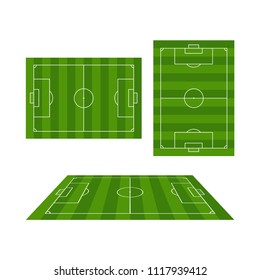 Set of football soccer fields. Isolate on white background.