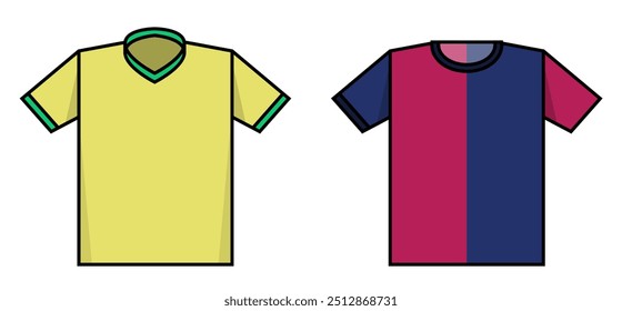 Set Football Soccer Kit Uniform Jersey Template Generator Blank Striped Pattern Background Icon Clip Art