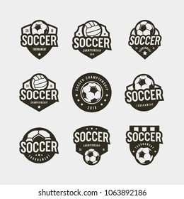 set of football, soccer logos. sport emblems, badges, design elements, logotype templates vector illustration