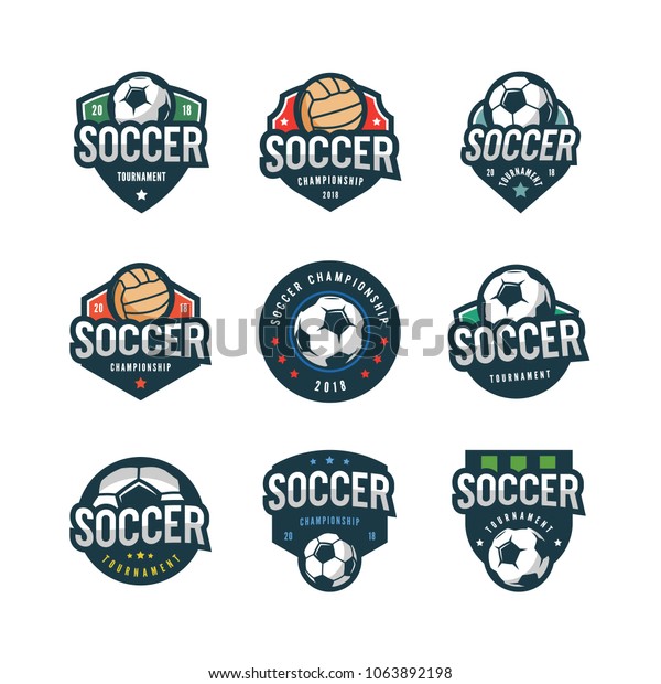 Set Football Soccer Logos Sport Emblems Stock Vector (Royalty Free ...