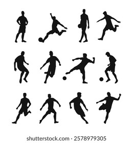 Set of Football, Soccer player silhouettes