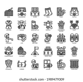 Set of Football thin line and pixel perfect icons for any web and app project. 