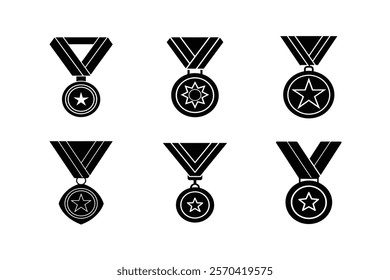 Set of Football Trophy and Medal silhouette