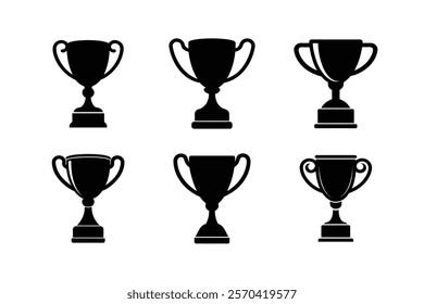 Set of Football Trophy and Medal silhouette