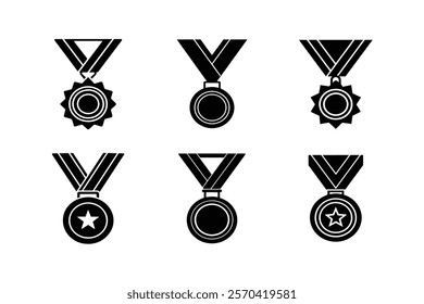 Set of Football Trophy and Medal silhouette