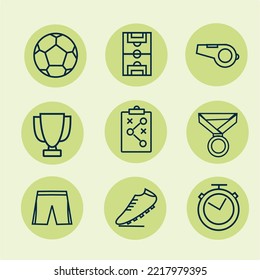 set of football vector icons, sign and symbols in flat design for mobile concepts and web apps