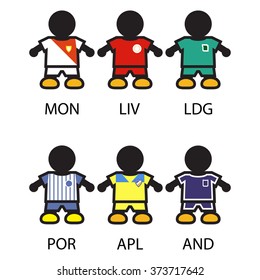 Set of Football/Soccer team players. Vector illustration. 