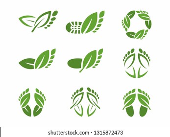 Set Footprint Health Nature Logo Design. 