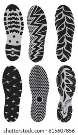 set  footprint sport shoes stock vector