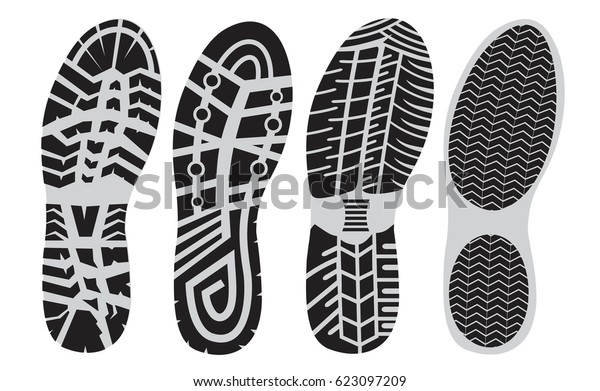 Set Footprint Sport Shoes Stock Vector Stock Vector (Royalty Free ...