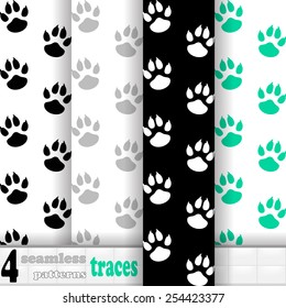 set of footprints. in different colors