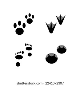 Set of Footprints Icon. Elephants, Ducks, cats, humans