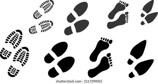 Set of footprints on white background