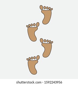 Set of footprints shoes icon vector sign isolated on white background. Set of footprints shoes symbol template color editable