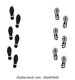Set of footprints and shoes, vector