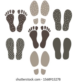 Set with footsteps. Cute Hand Drawn Scandinavian Style. Vector Illustration