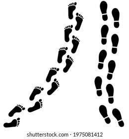 Set of footsteps icon. Shoes footsteps vector sign. Vector illustration