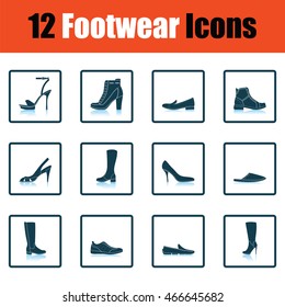 Set of footwear icons. Shadow reflection design. Vector illustration.