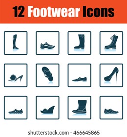 Set of footwear icons. Shadow reflection design. Vector illustration.
