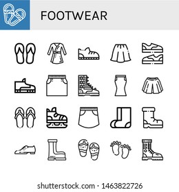 Set of footwear icons such as Sandals, Flip flops, Bathrobe, Shoe, Skirt, Shoes, Footwear, Boot, Ice skate, Valenki, Boots, Feet , footwear