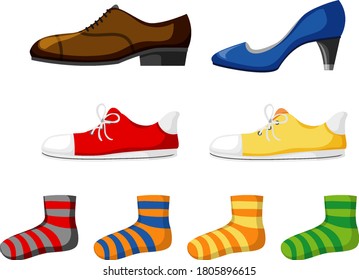 Set of footwear isolated illustration