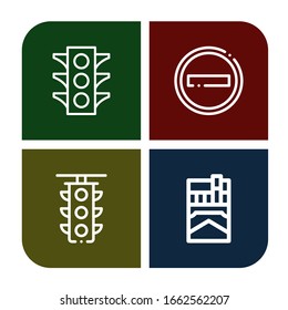 Satz verbotener Symbole. Zum Beispiel Ampel, kein Eintrag, Zigarette, verbotene Symbole