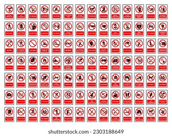 Set Of Forbidden Required Symbol Sign, Vector Illustration, Isolated On White Background Label .EPS10